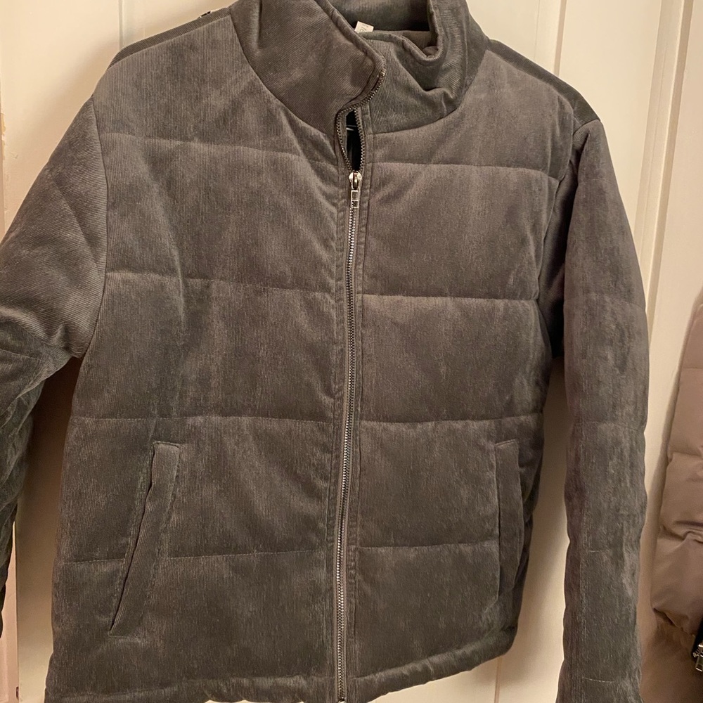 Corduroy puffer cropped jacket